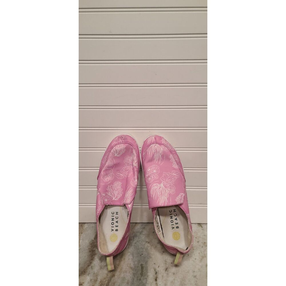 Vionic Beach Womens Malibu Jellyfish Pink/White Slip On Shoes Size 9 - Picture 2 of 7